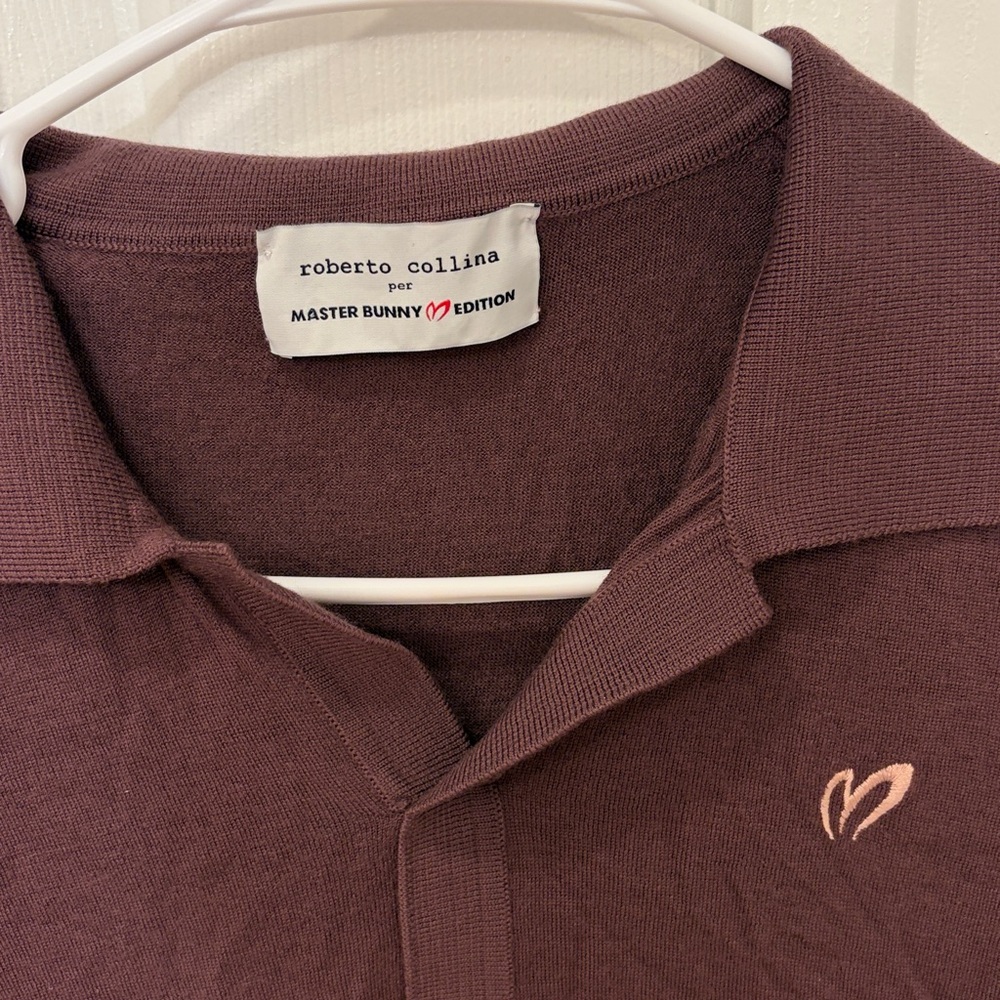 Roberto Collina x Master Bunny Edition Brown Wool Short Sleeve Collar Shirt - Picture 3 of 4
